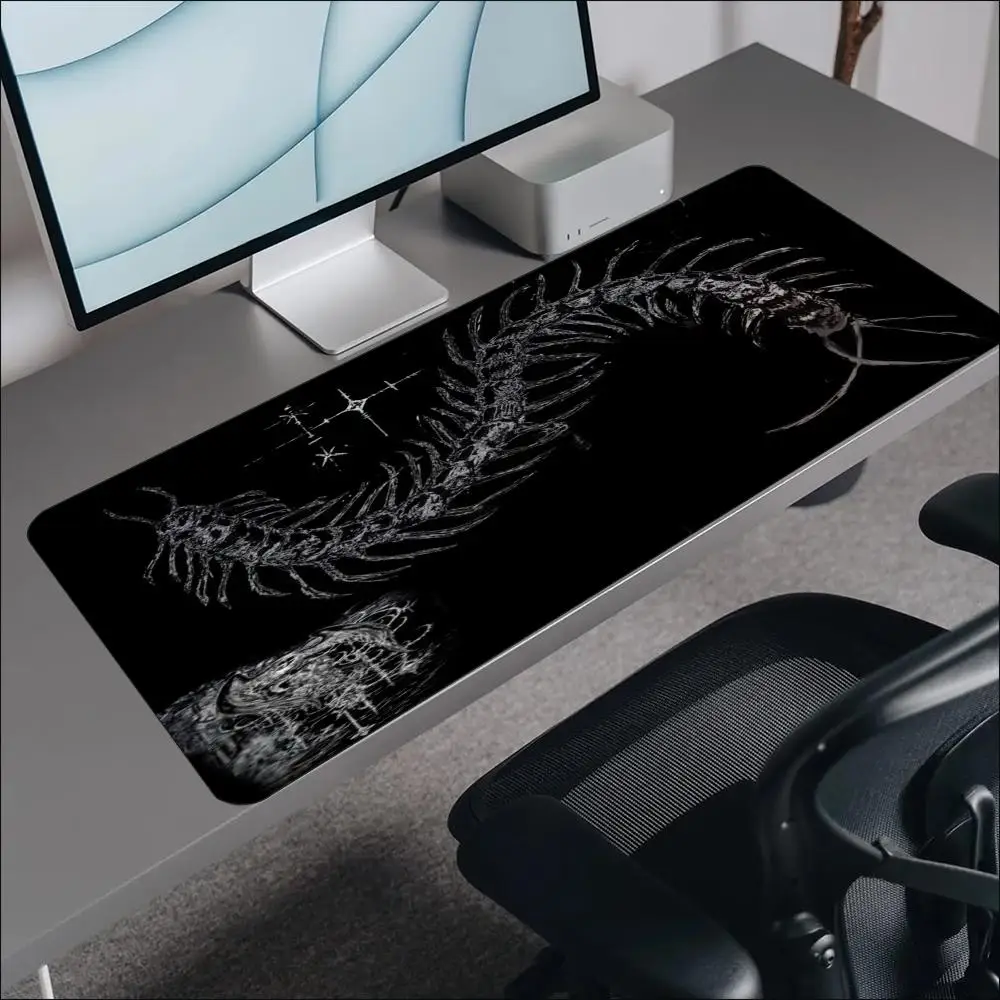 Dark Centipede Skeleton Mouse Pad Non Slip Rubber Desk Mat Stitched Edge Keyboard Playmat For PC Laptop Gaming Home Study Decor