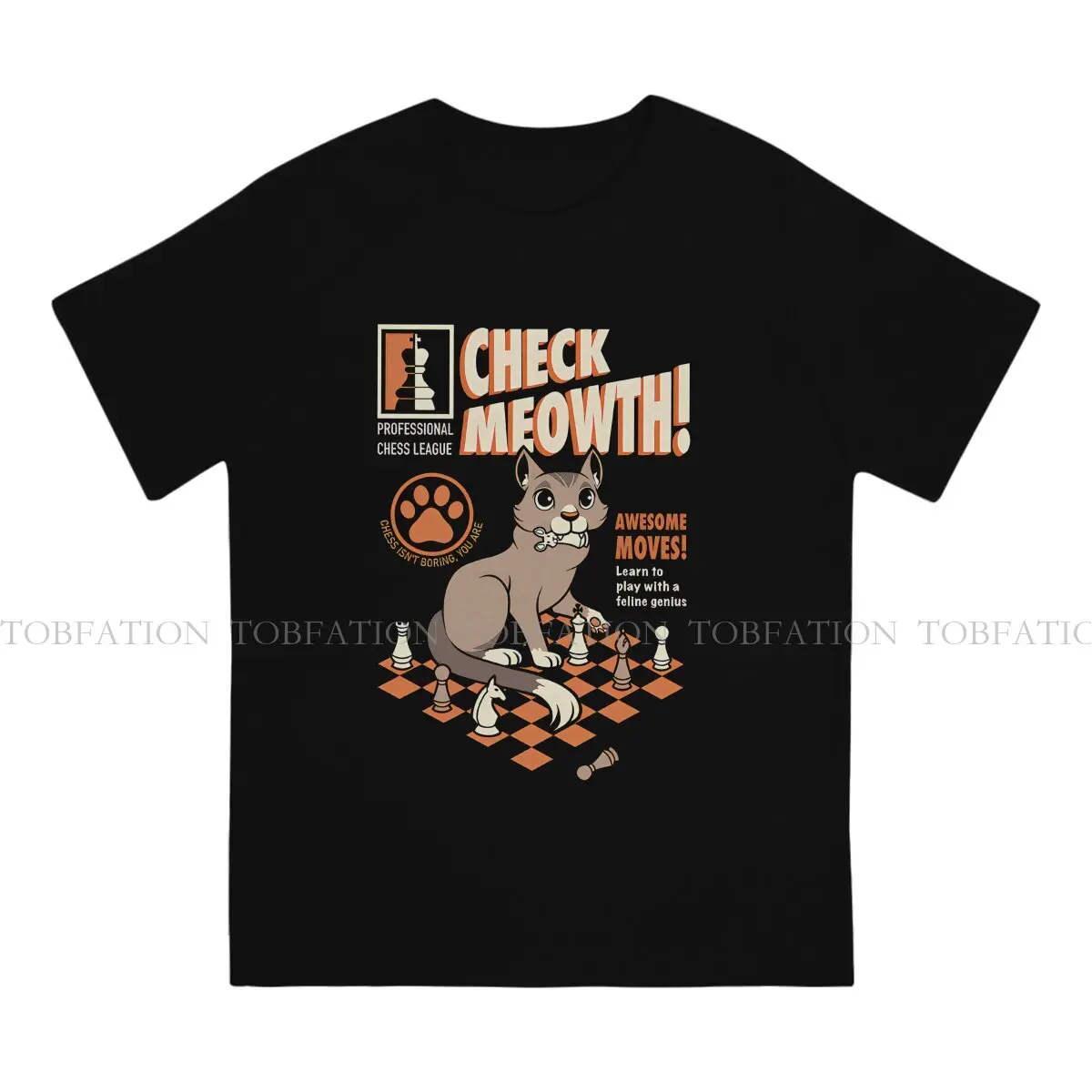 Check Meowth Cat Chess Graphic TShirt Chess Design Style Streetwear Casual T Shirt Men Tee Unique Gift Idea