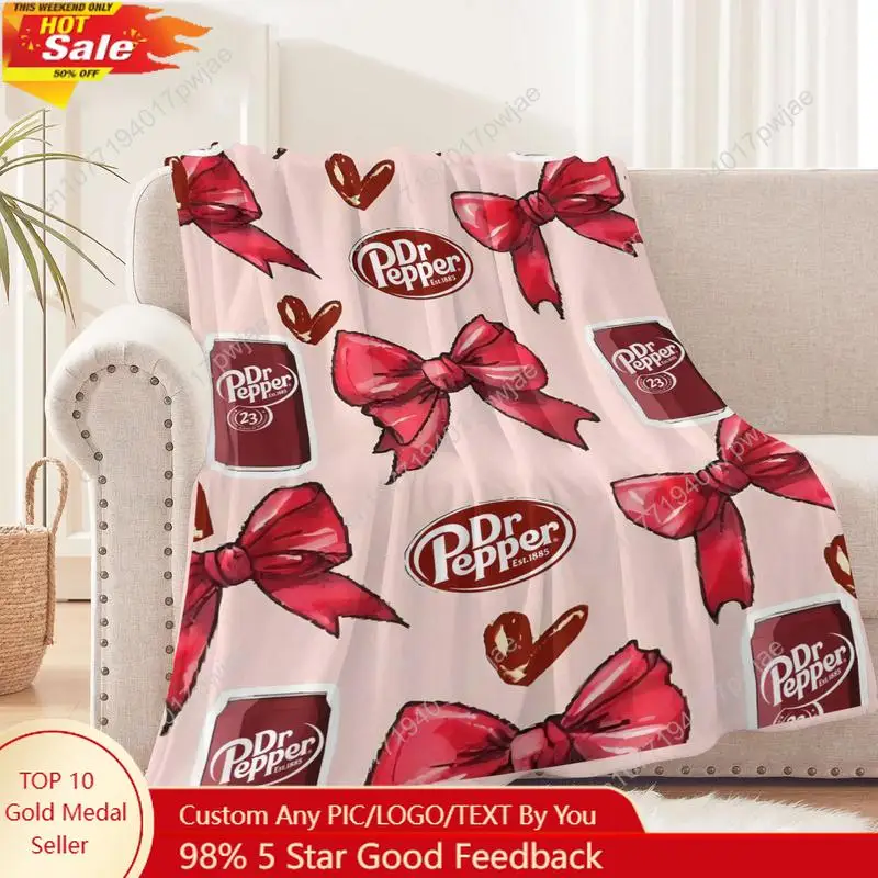 

Soft Funny Throw Blanket Dr Pepper With Coquette Bow Flat Velvet Blanket Office Bedding Blanket Plush Custom blankets