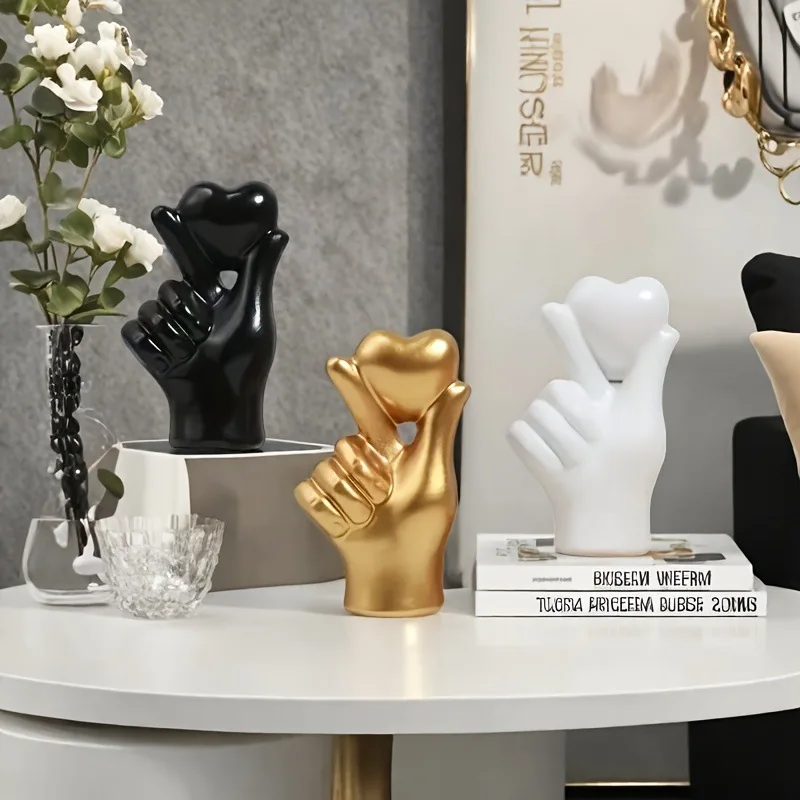 Minimalist Heart-shaped Gesture Resin Decorative Items For Wine Cabinets, Bookcases And Bedside Tables