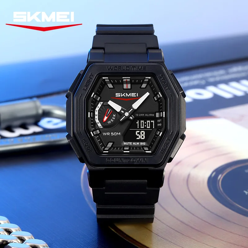 

SKMEI Creative Luminous Display Digital Electronics Watch Sports 5 Alarm Watches For Men Women Waterproof World Time Wristwatch