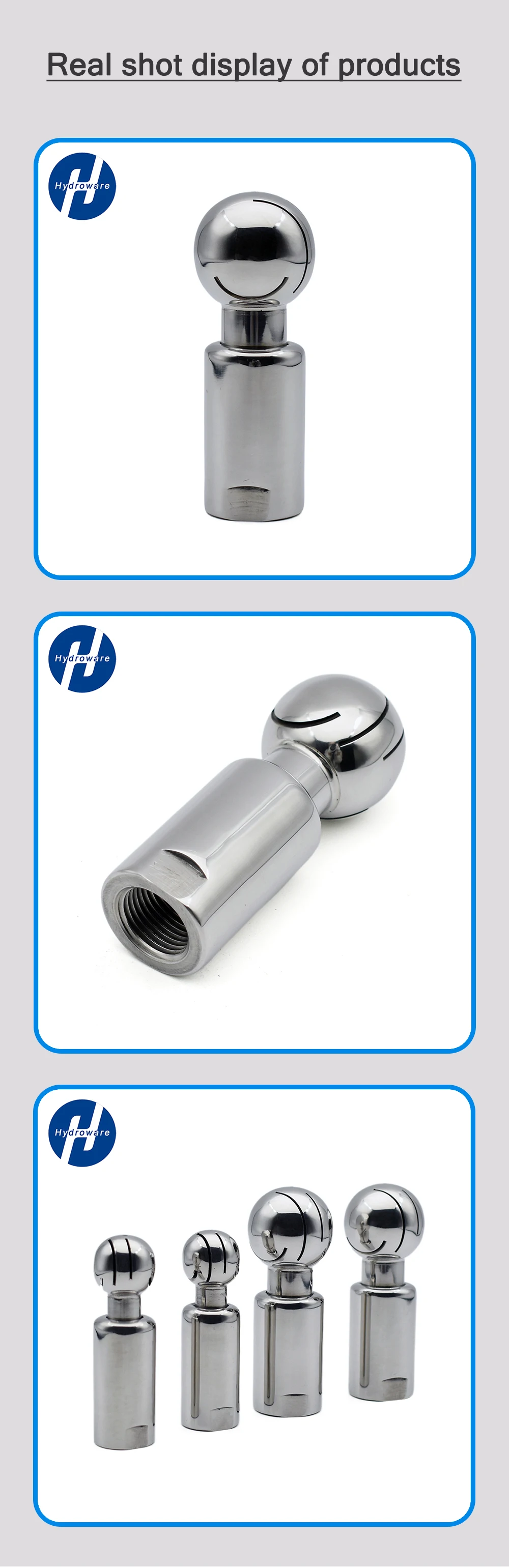 BSP 1/2"-2" SS304/316 Edelstahl Innengewinde Drehsprühkugel, CIP Tank Reinigungskopf 360-Grad-Abdeckung Waschanschluss – Detail 3
