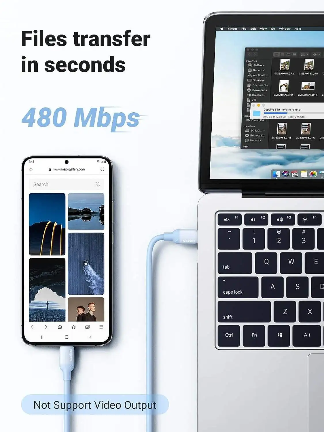 UGREEN USBC to USBC Cable PD 100W USB C Fast Charging Cable 5A Type C Silicone Data Cable White Blue 1.5m Cord
