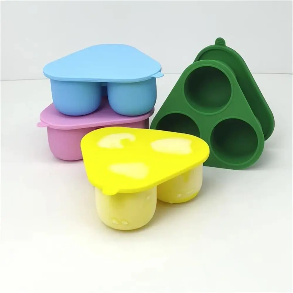 Food Grade Silicone Ice Cube Tray with Lid 3-grid Ice Ball Mold Ice Maker Commercial