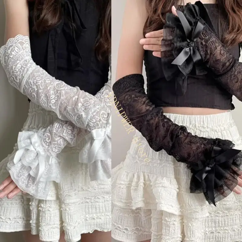Găng tay áo cô dâu Punk Găng tay cổ tay cho trang phục Tiệc Mùa đông Bộ ấm hơn cho cô dâu Nhiếp ảnh D08E