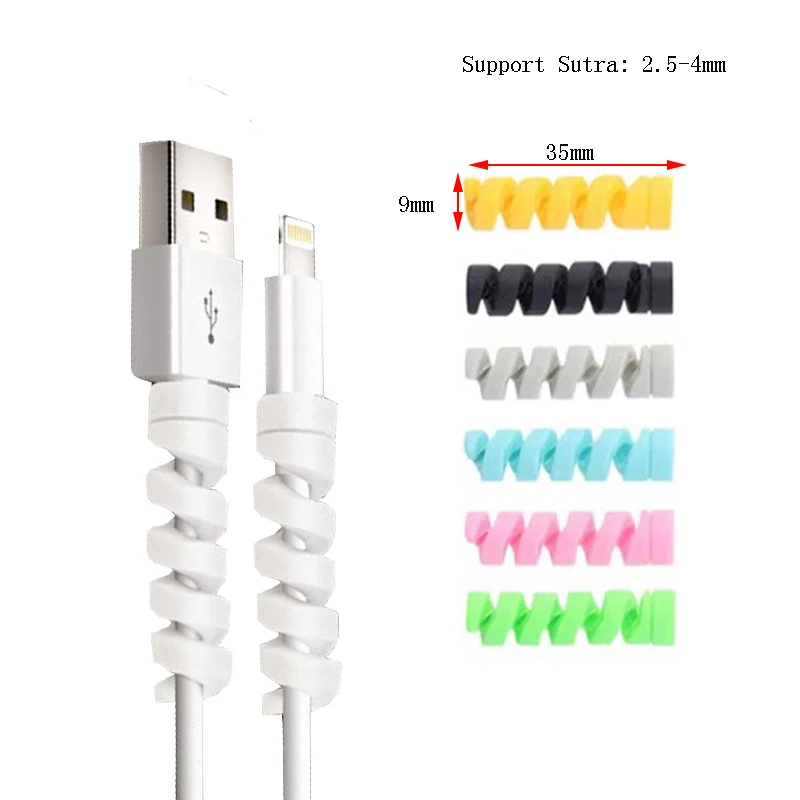 10PCS Cable Protector Cover Silicone Bobbin Winder for IPhone 13 Samsung S21 Xiaomi Poco Cable Charger Cable Cord Organizer Clip