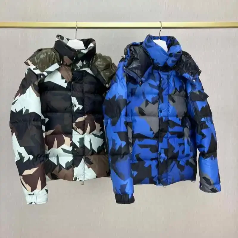 Chaqueta de plumón de camuflaje para hombre, abrigo de ocio grueso con capucha desmontable, 95% grados Celsius, Invierno