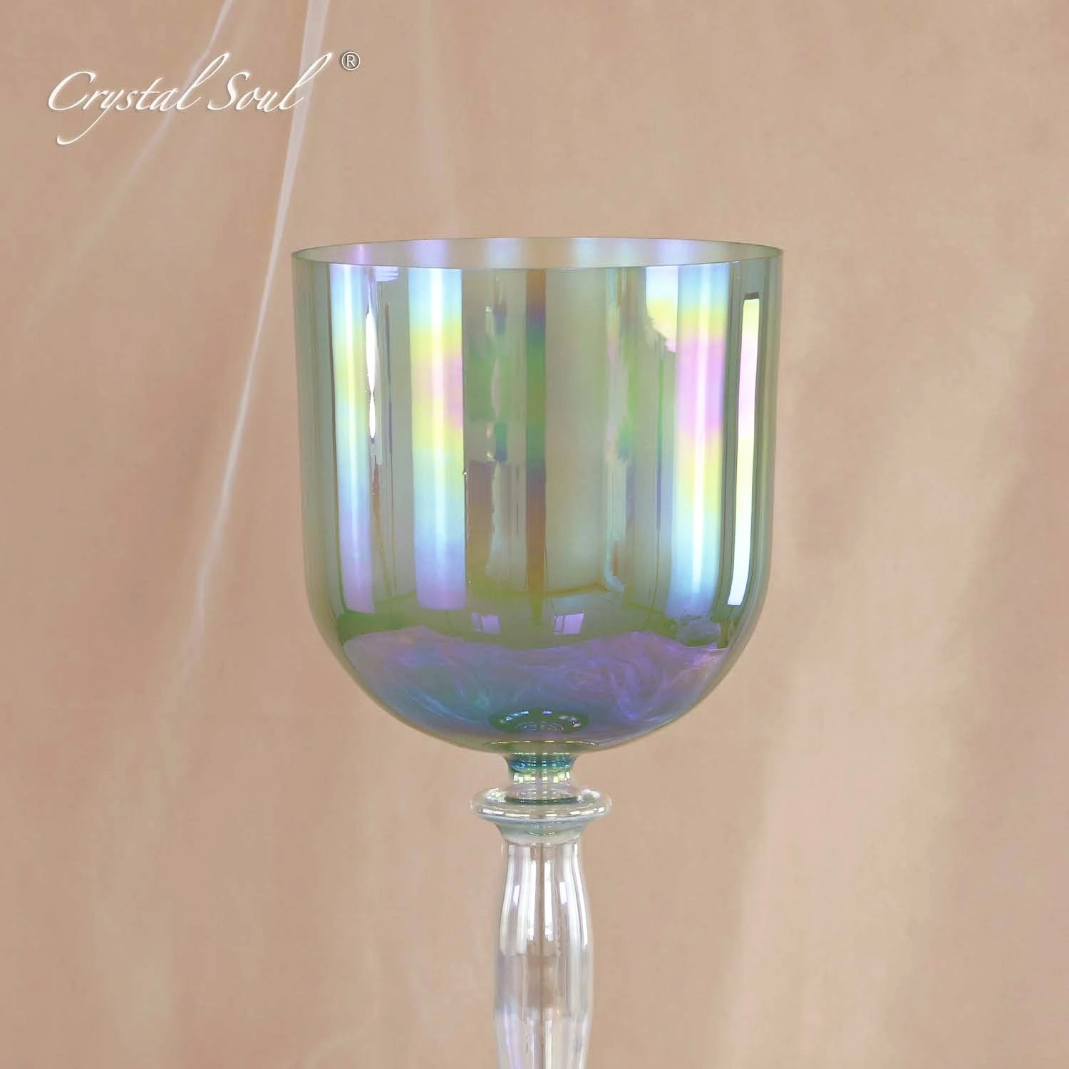 CrystalSoul 432Hz Double Headed Crystal Bowl Handheld Holy Grail Yoga Meditation with accessories