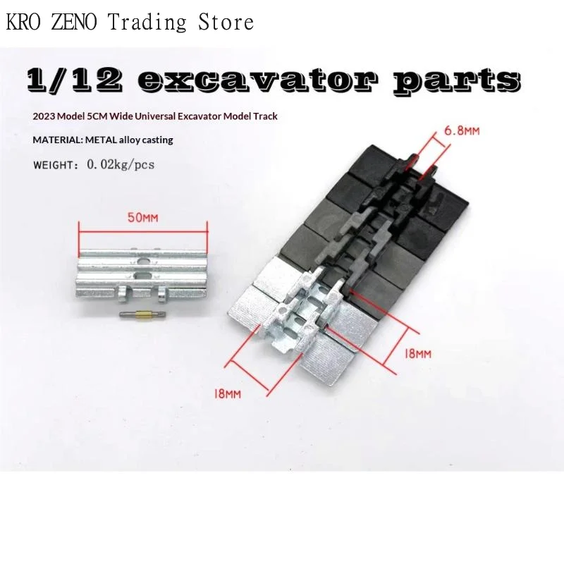 Long Lifespan 50*20mm Full Metal RC Crawler Track 1 Set Premium Upgrade Part for 1/12 Scale RC Hydraulic Excavator