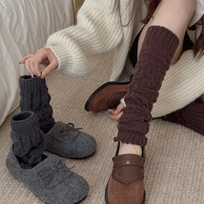 Women's Warm Knitted Yoga Socks Women Retro Nordic Running Pilates Legging Warms Korean Streetwear Calf Sleeves Casual Outfits