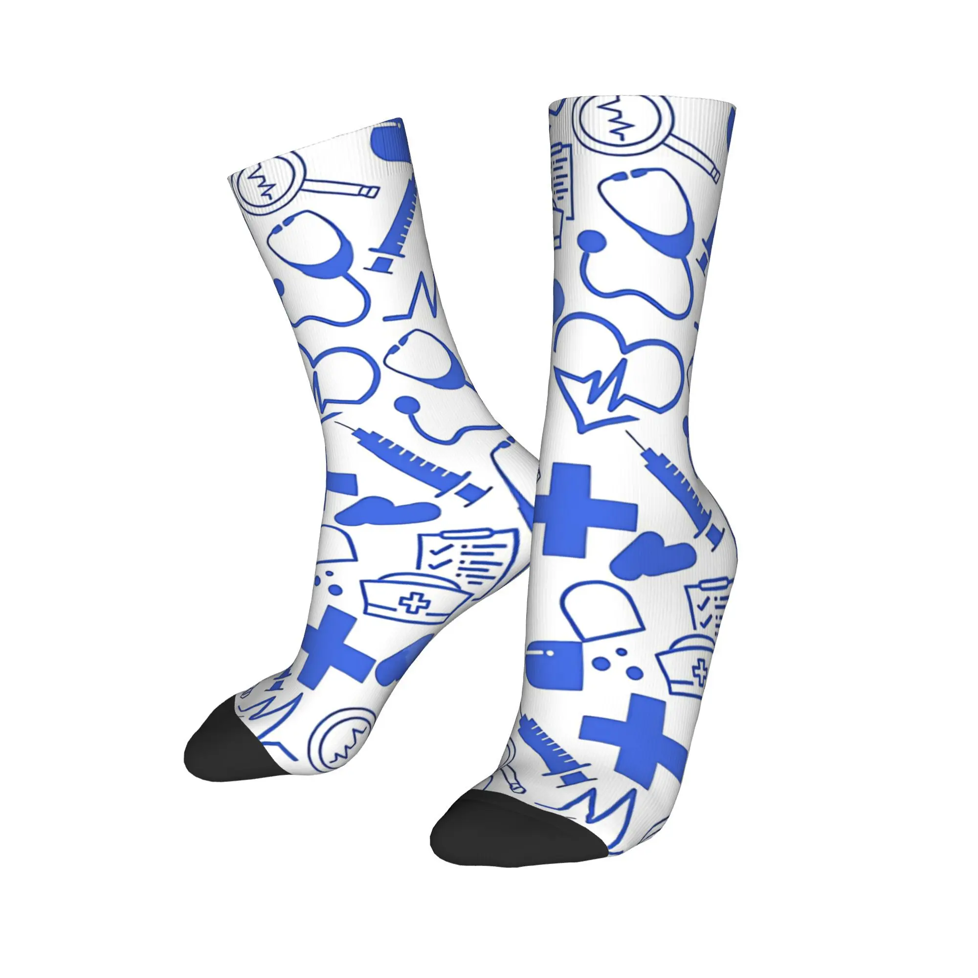 Kaus Kaki Desain Profesional Kesehatan Pola Medis Dokter Stoking Elegan Kaus Kaki Luar Ruangan Lembut Pria Kaus Kaki Anti Selip Musim Gugur