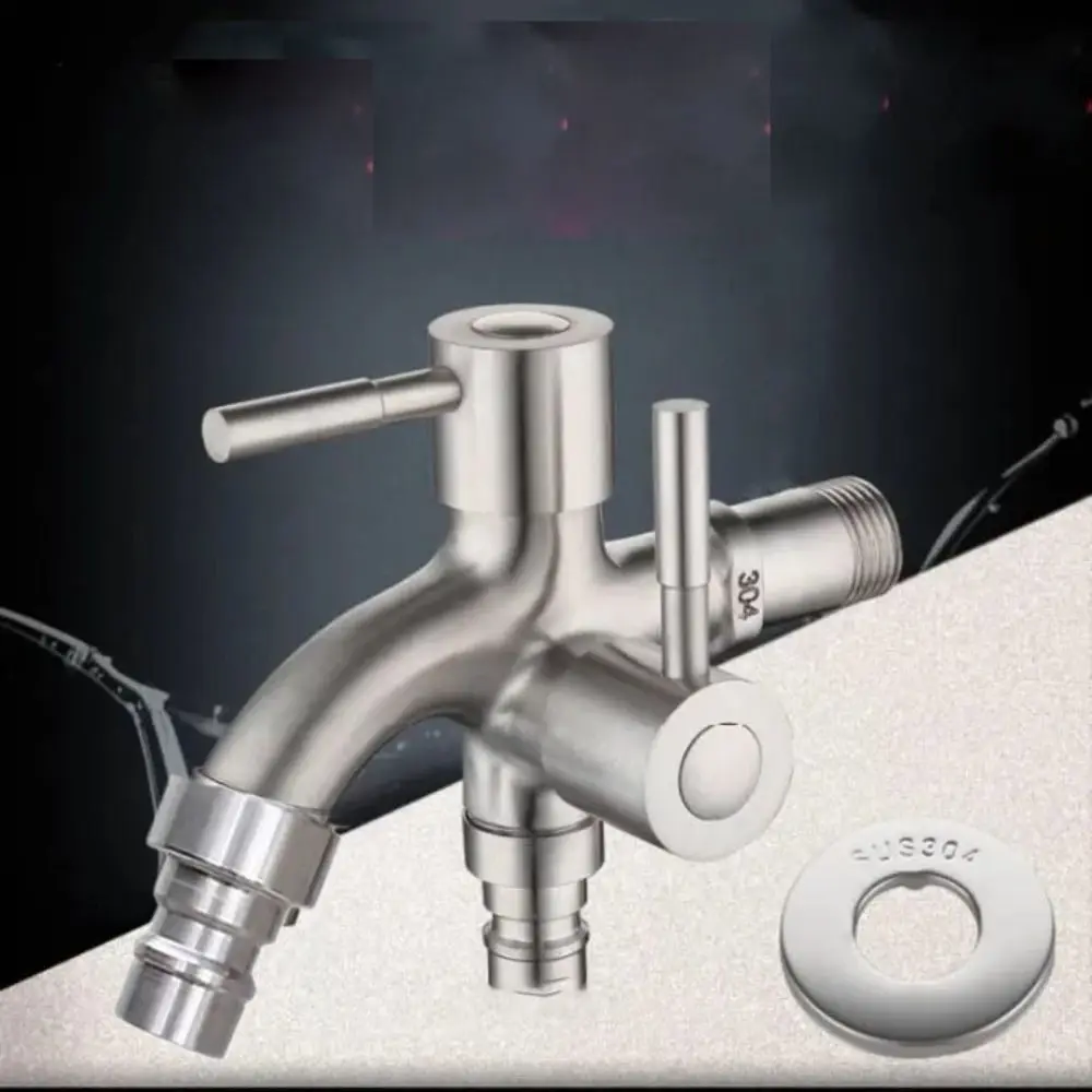 

Кран для швабры, смеситель из нержавеющей стали 304, 1 вход, 2 выхода, двойной выход, двойной выпуск, кран для стиральной машины, многофункциональный