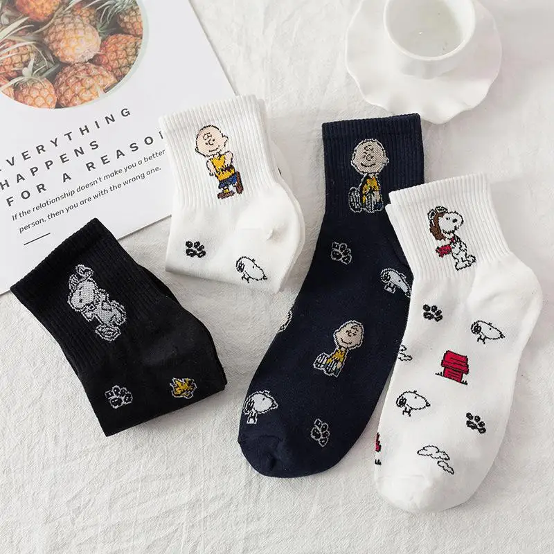 New Anime Kawaii Snoopy Charlie Brown Cotton Socks Cute Stockings Cartoon Comfortable Fashion Practical Christmas Gift For Girls