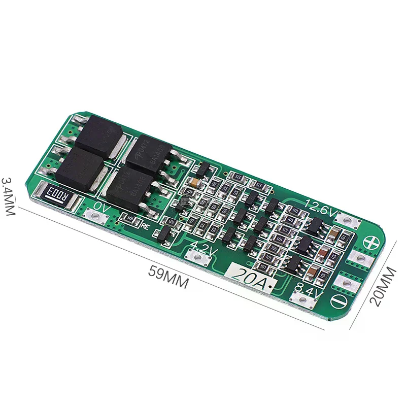 3S 20A 18650 Lithium Battery Protection Board 11.1V 12.6V Li‑ion Charge Discharge Module Over‑Current Over‑Discharge Protection