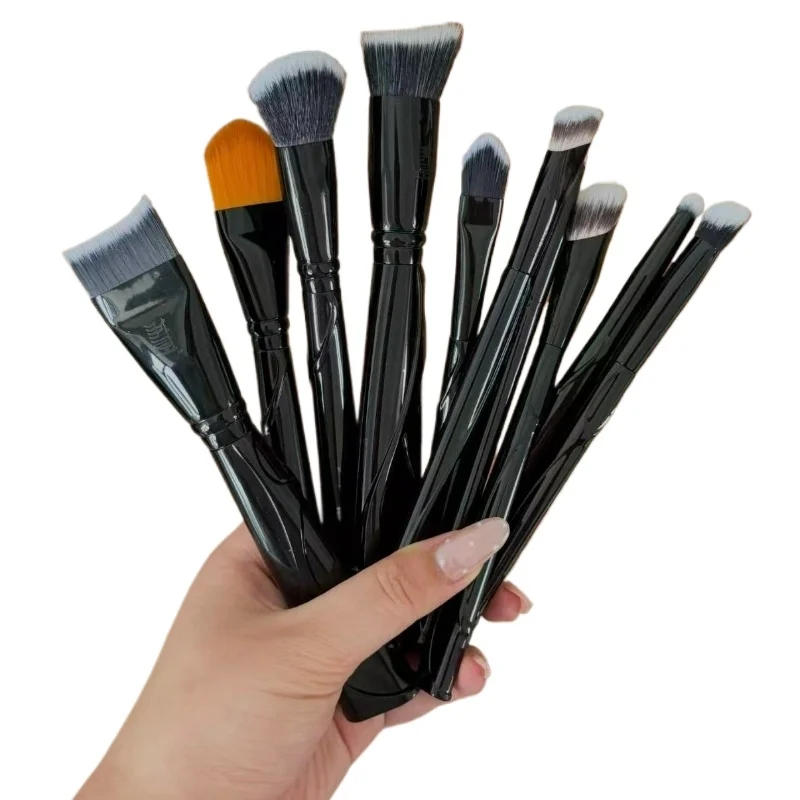 Lishu 10PCS Makeup Brush Kit Ultra Soft Eyeshadow Foundation Highlight Contour Dark Punk Makeup Set Brush Tool