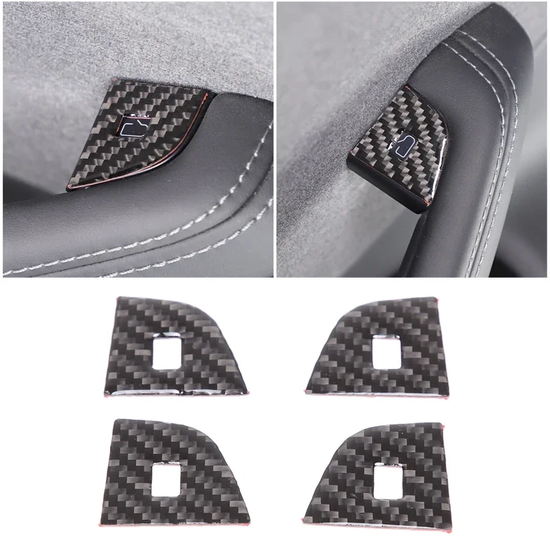 

For Tesla Model 3 2023+ soft carbon fiber car styling car door lock button sticker car interior protection accessories 4Pcs