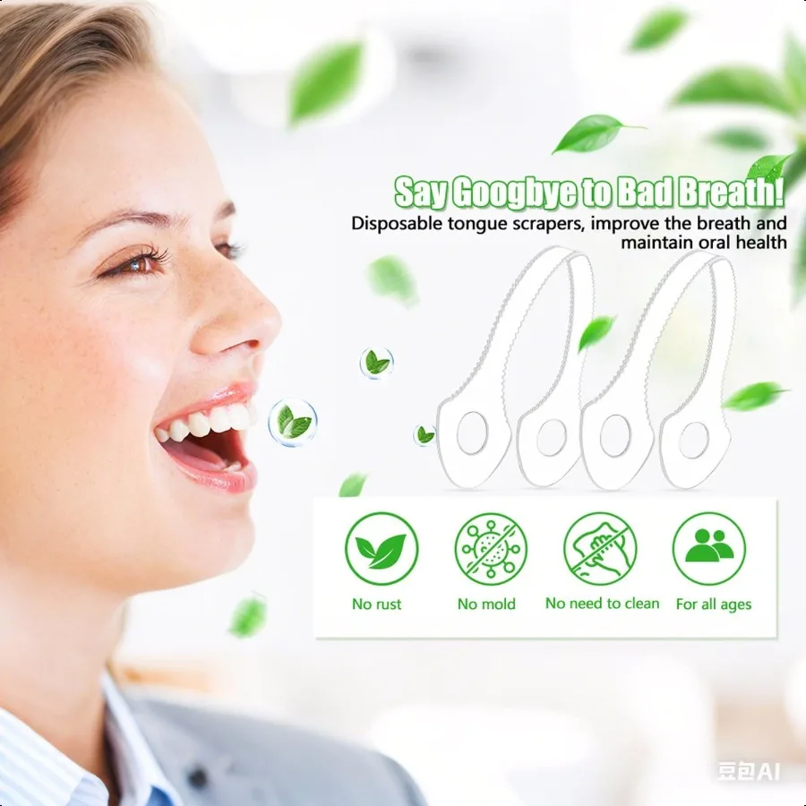 10 قطع من مكشطة اللسان البلاستيكية للبالغين وتقليل رائحة الفم الكريهة وتعزز التنفس المنعش ومنظف اللسان المريح #6
