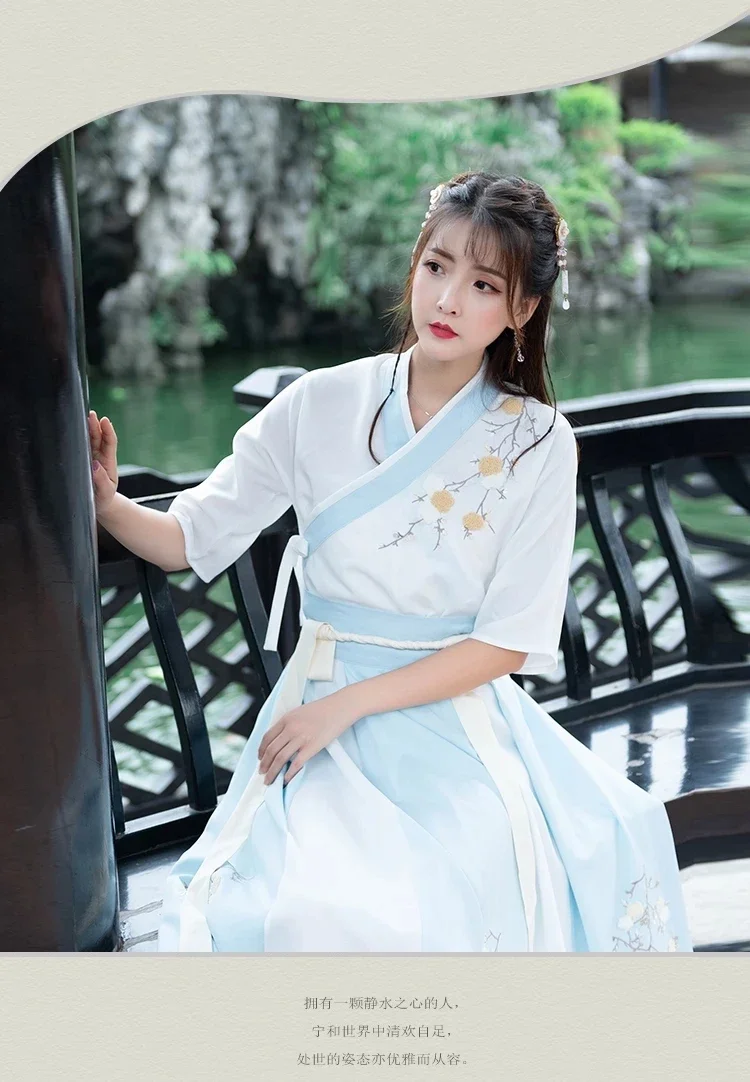 4 farben Chinesische Traditionelle Frauen Pflaume Hanfu Kleid Fee Frische Elegante Folk Dance Bühne Leistung Tang-dynastie Alte Kostüm