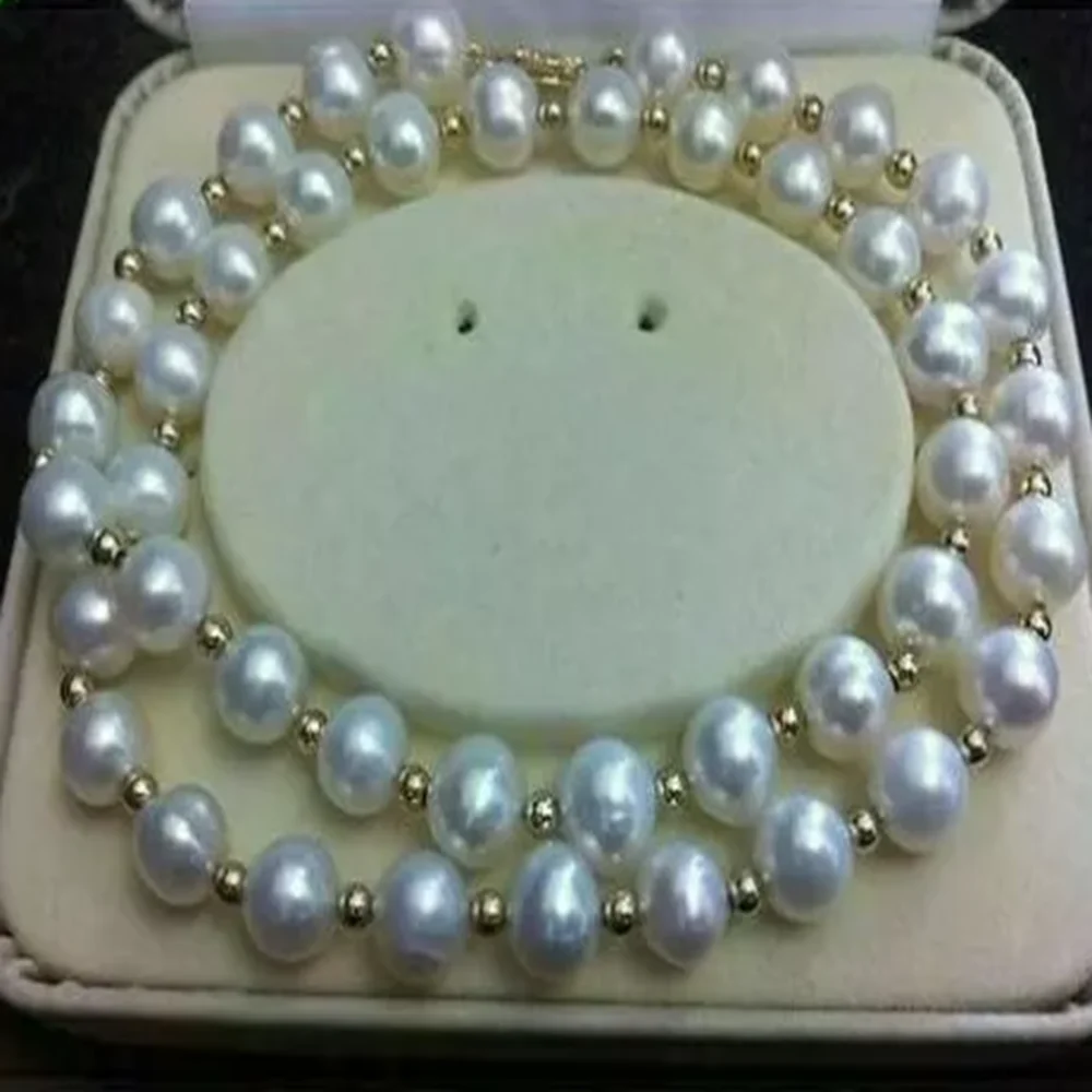 Bestselling AAA 9-10mm White South Sea Pearl Necklace with 14K Gold Buckle 18/36inch