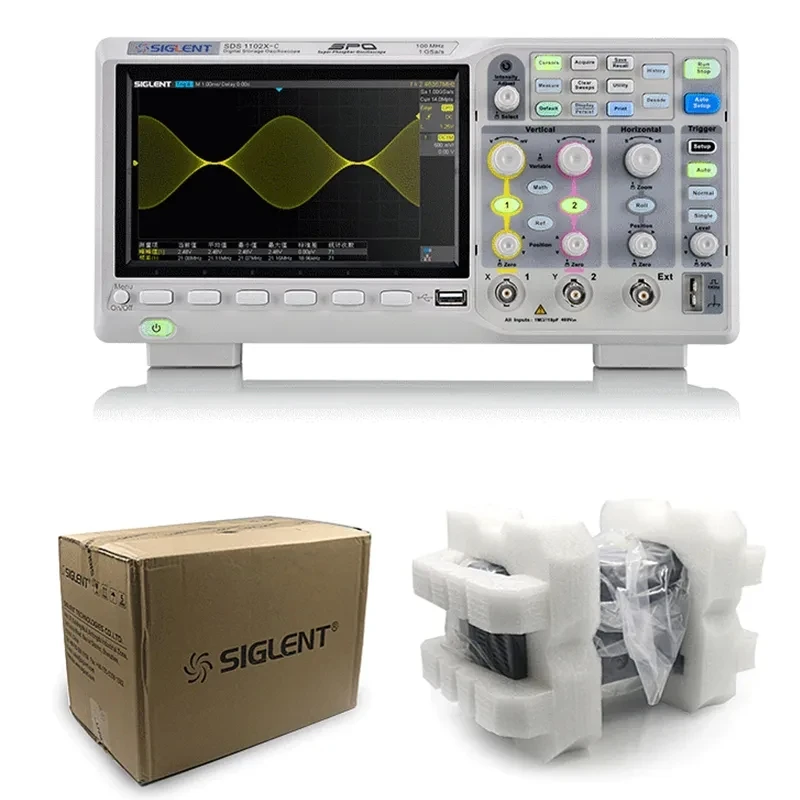 SDS1102X-C Super Phosphor Oscilloscope Single Channel Digital Oscilloscope 100MHz Oscillograph 1gsa/s 7'' Tft Test Equipment