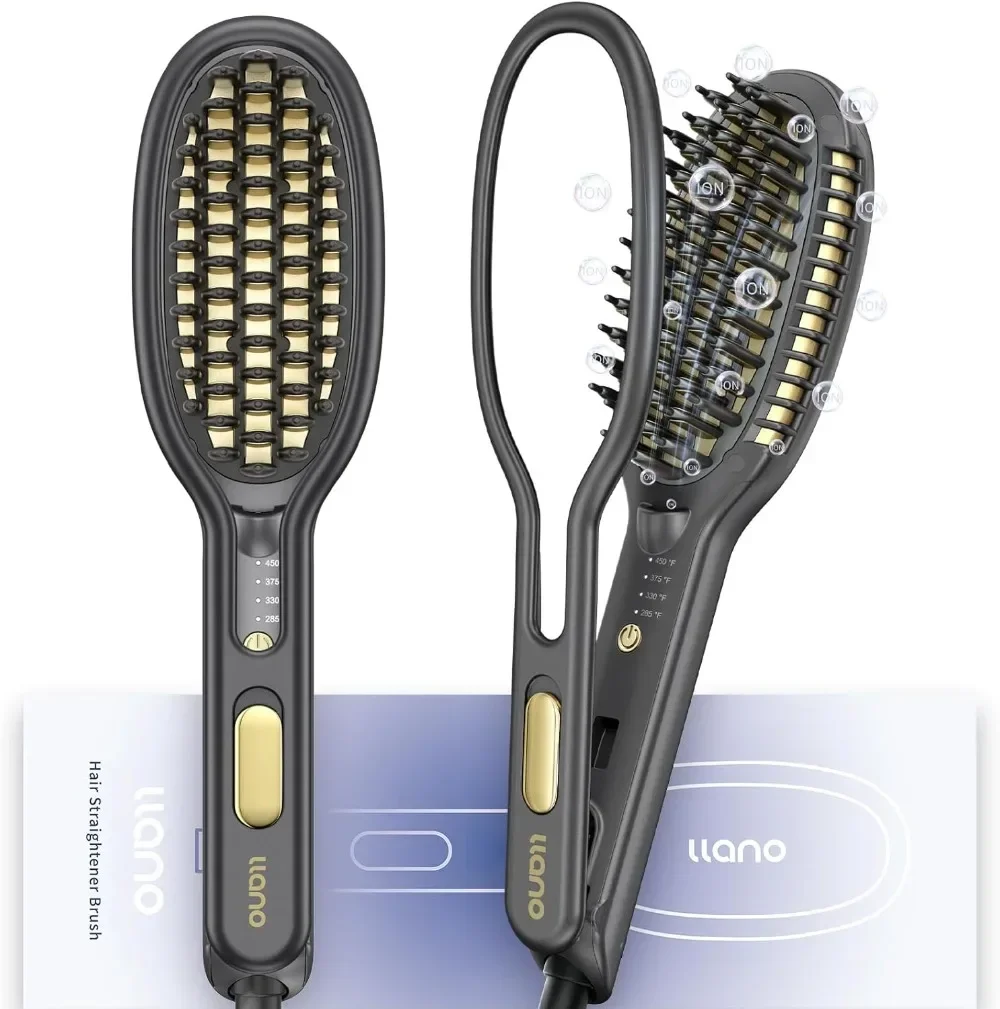 Llano Cepillo Alisador de Pelo 2 in 1 Planchas del Pelo Profesional con Iones Negativos، Calentamiento Rápido، Revestimiento Cer