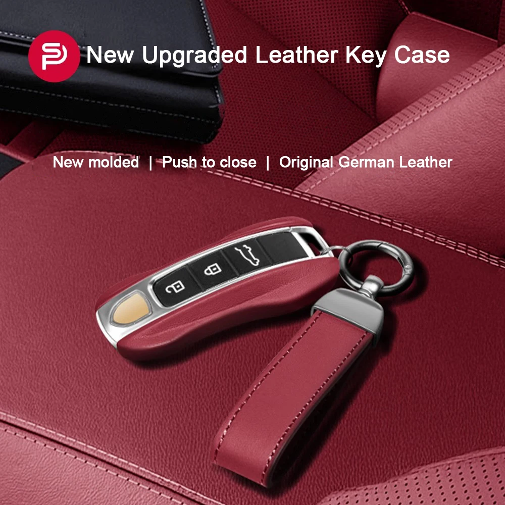 

For Porsche Panamera 971 Boxster Cayman 9YA Cayenne 92A 911 970 981 Spyder RS Carrera Macan 95B Leather Key Case Cover Keychain