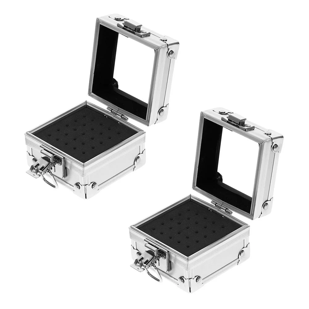 

2Pcs Nail Drill Bit Suitcase Portable Multi Slot Storage Box Organizer Case for Professional Manicure Tools Manicure Tool Box