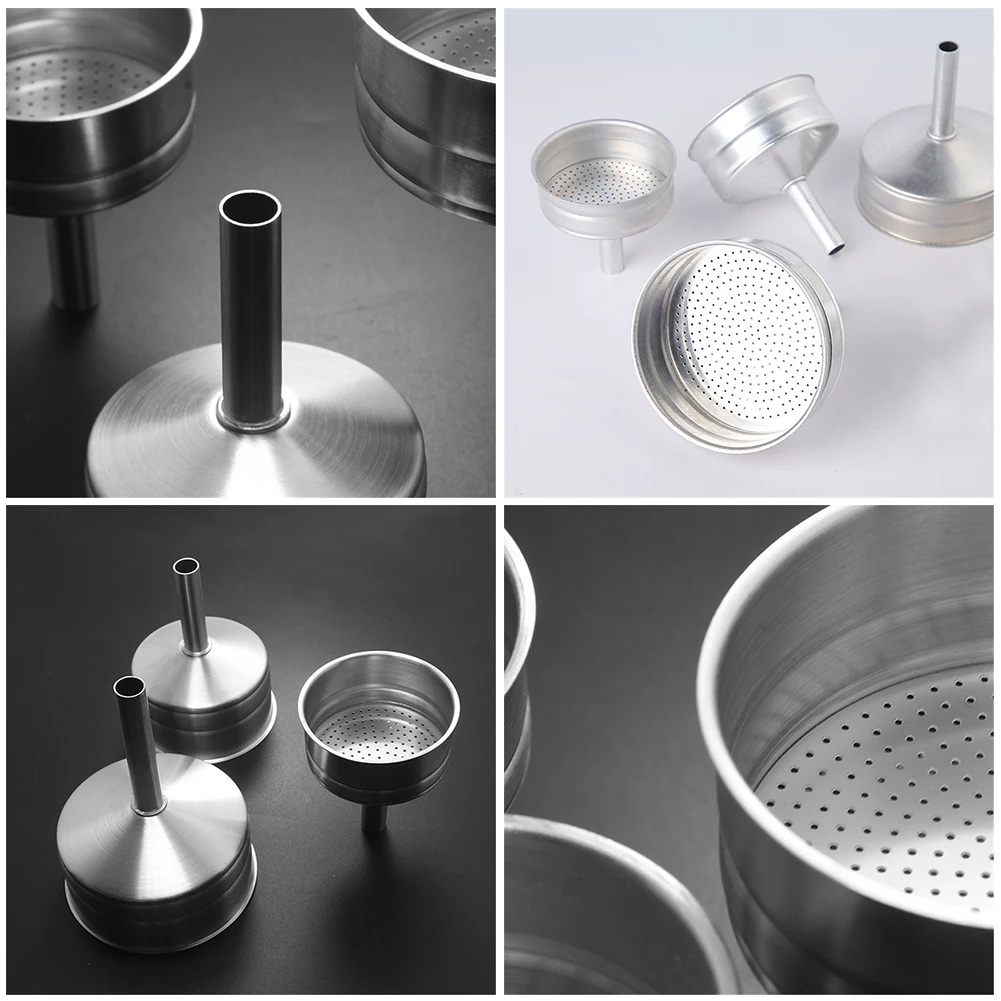 Moka Express Replacement Funnel Kits Stainless Steel Funnel Filter Plate With Espresso Coffee Gasket Seals Coffee Accessories