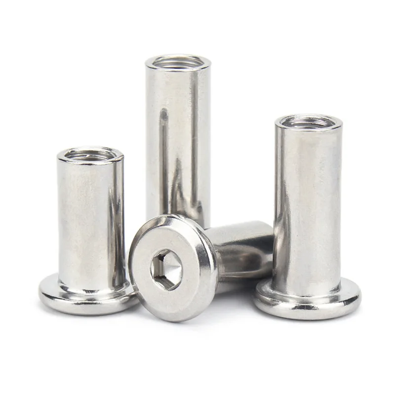 304Flat Head Chamfer Hex Socket Set Screw Nut Lock Nut Beveled Edge Furniture Nut Male and Female ScrewM3-M10