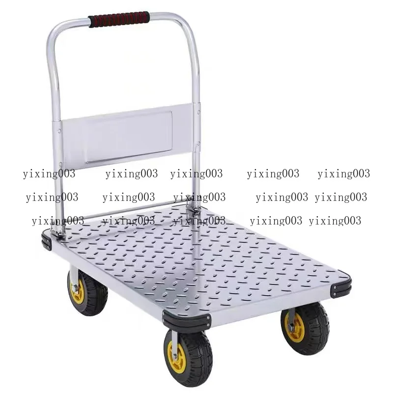 Steel Plate Folding Hand Truck Household Flatbed Cart Cargo Transport Trolley