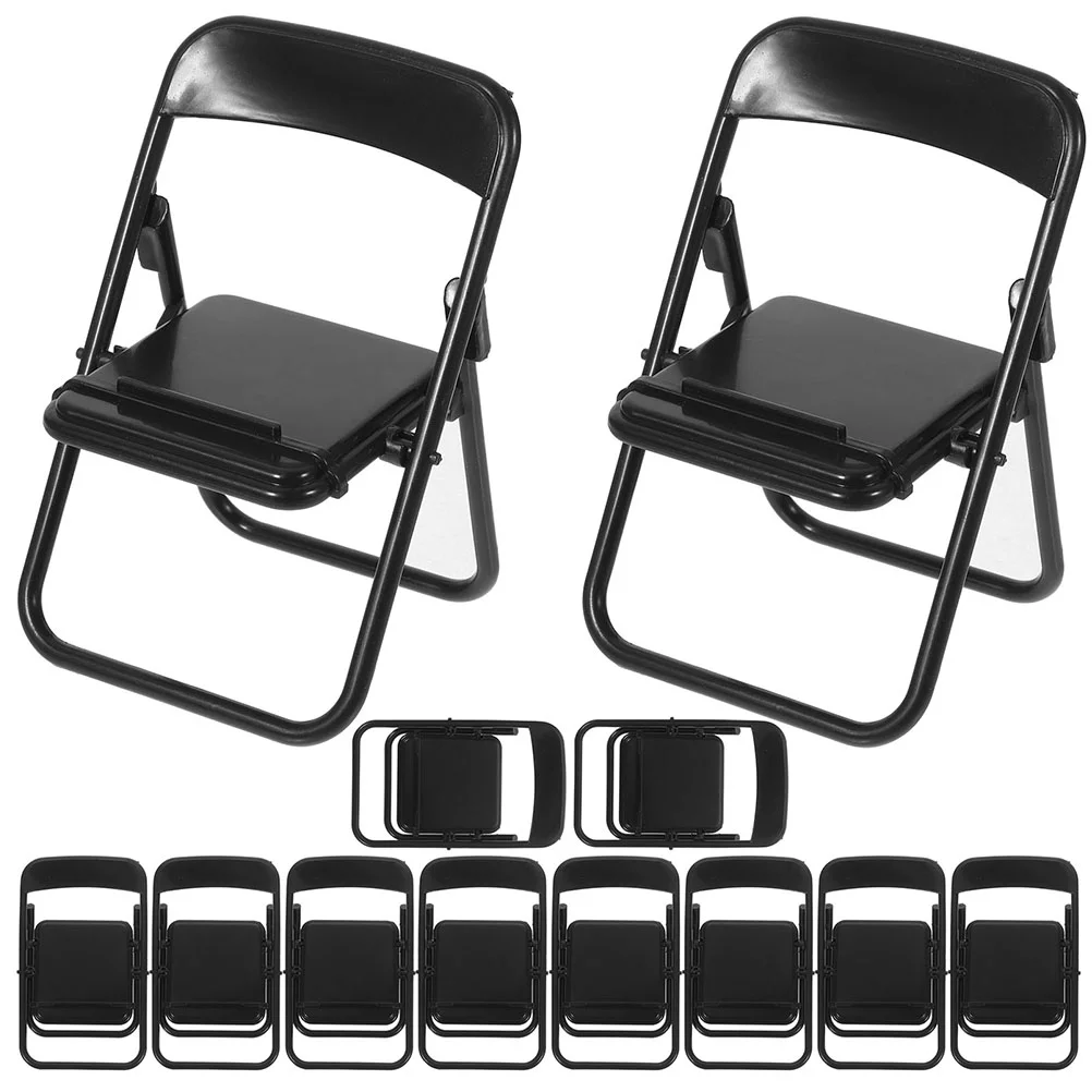 15 Pcs Folding Chair Cellphone Holder Miniature Furniture House Desktop Ornament Plastic