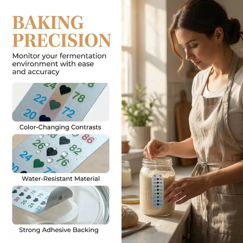 Digital Temperature Sticker Patch for Bread Fermentation Baking Sourdough Proofing Easy Monitoring Home Kitchen 5PCS