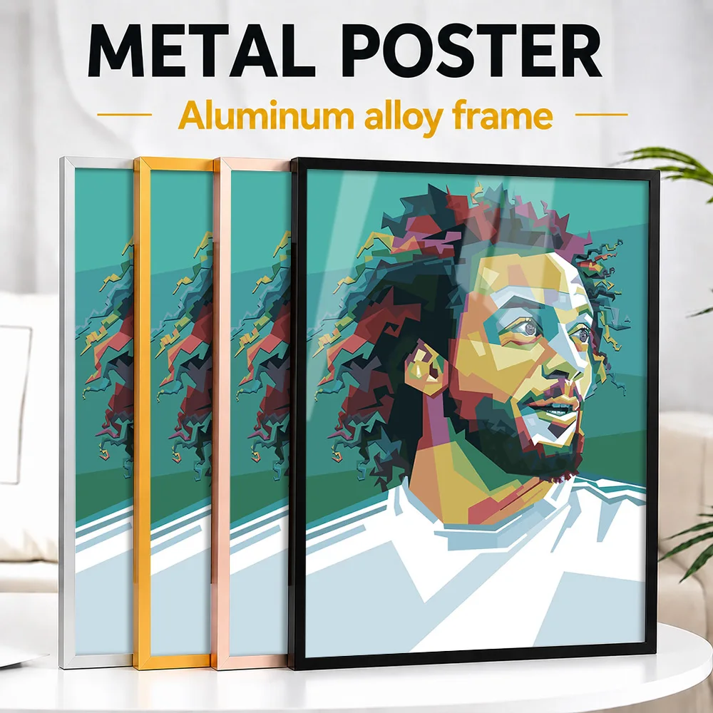 Neymar Junior Colorful Football Portrait Framed Metal Print Personalized Victory Tribute Wall Art For Athletes Decorating Gym