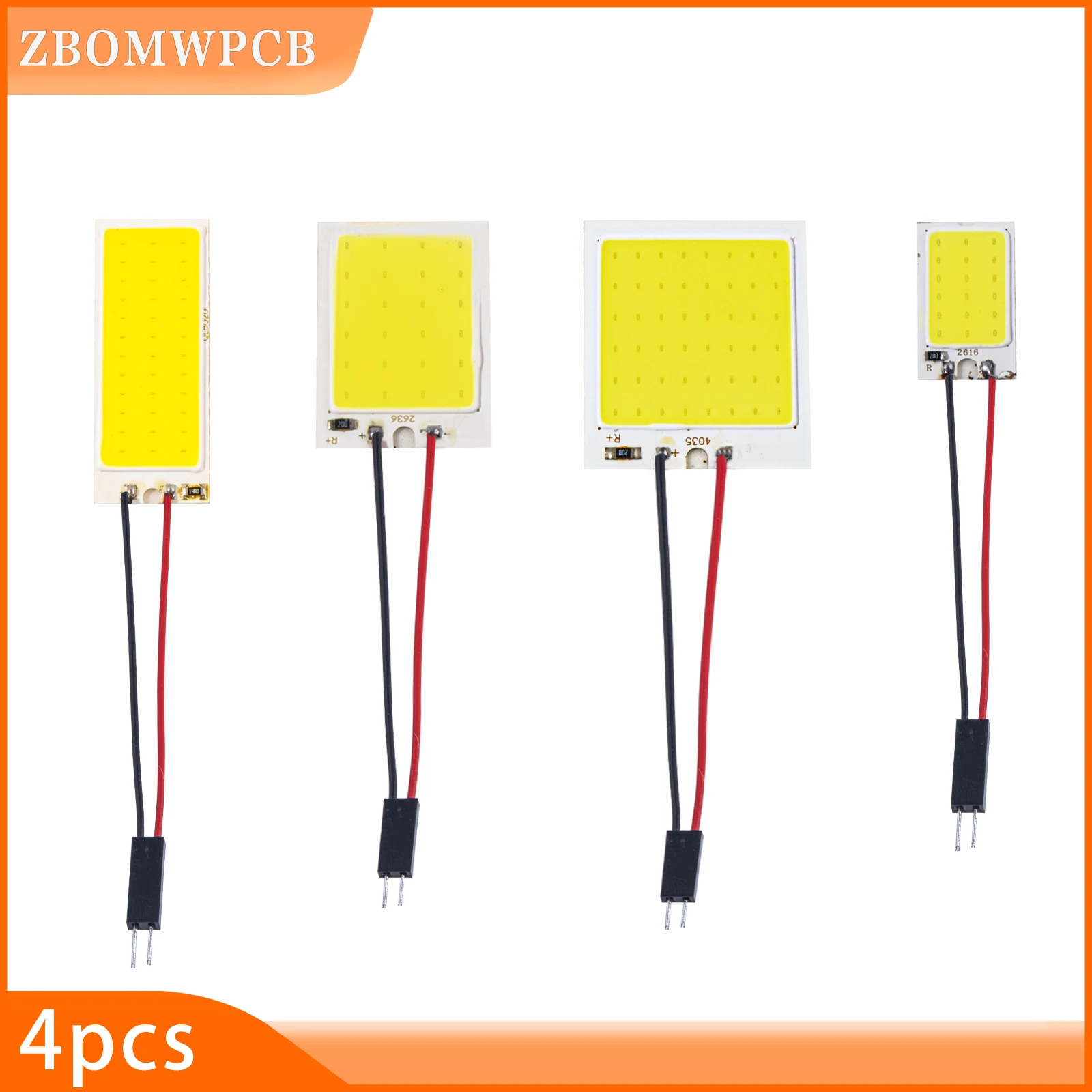 

4pcs COB Led Panel Light Bulb Lamp White Car Interior Accessories 18/24/36/48 SMD