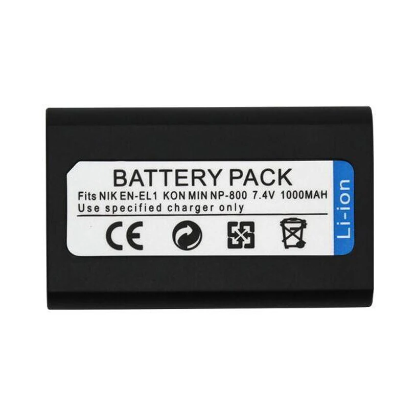 7.4V 1000mah Rechargeable Battery NP-800 NP800 for Konica Minolta DiMAGE A200 DG-5W Nikon Coolpix 4300 8700 EN-EL1 Batteries