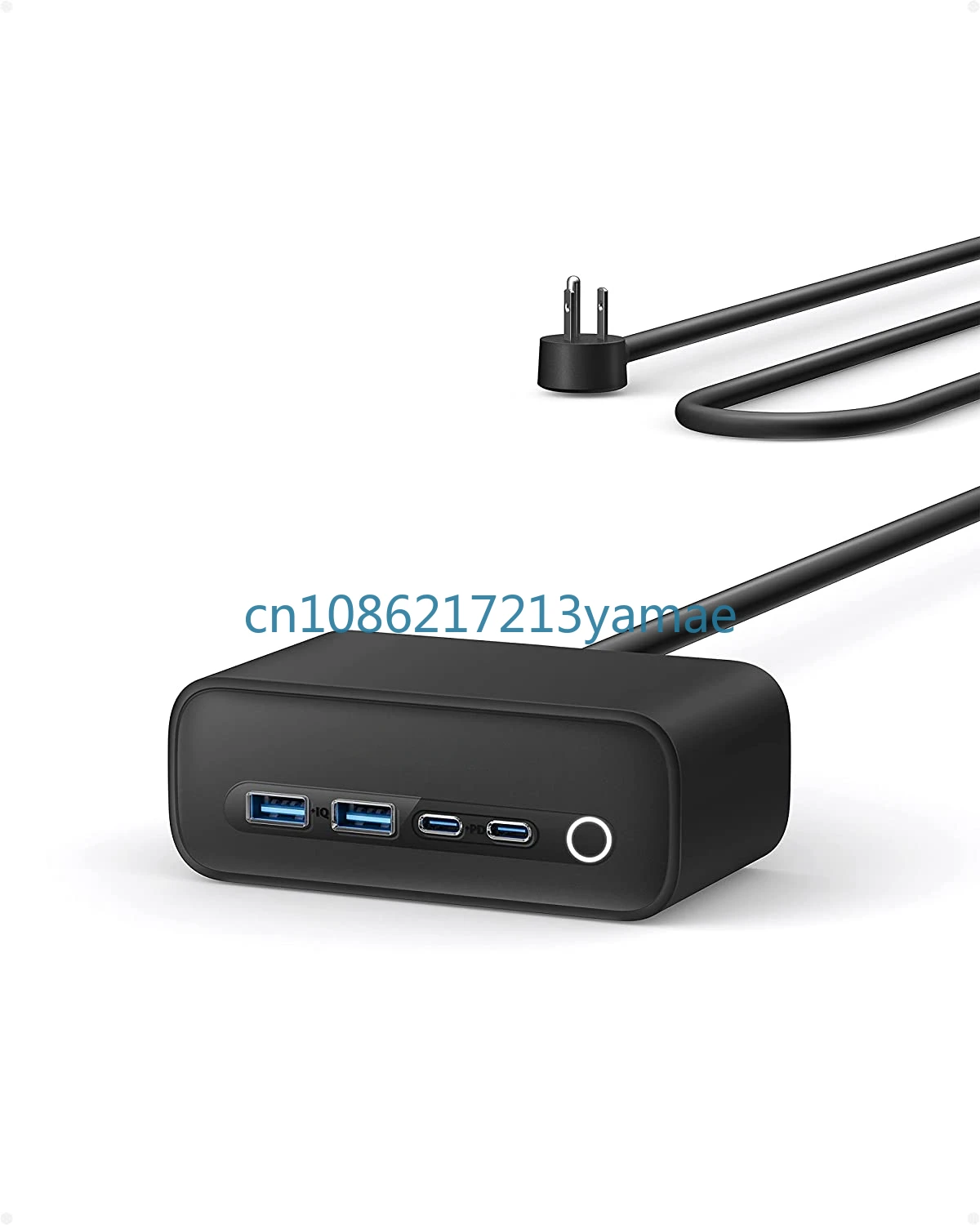 

Black USB C Desktop Charger Station 7-in-1 Portable Travel Outdoor Power Strip Box