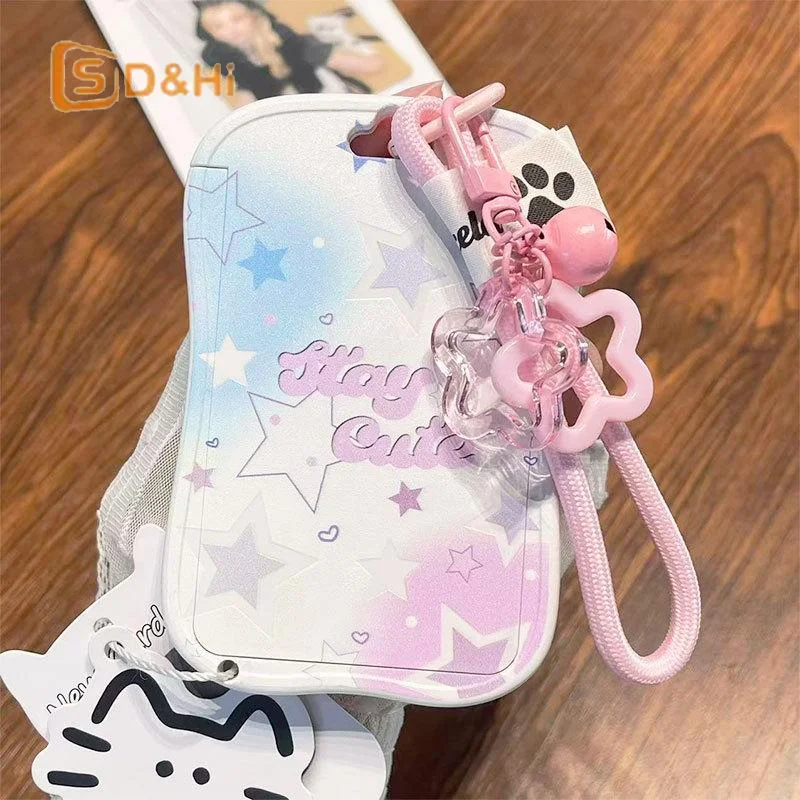 Student School Card Holder Protective Cover With Star Pendant Keychain Photo Card Display Backpack Small Pendant ID Card Holder