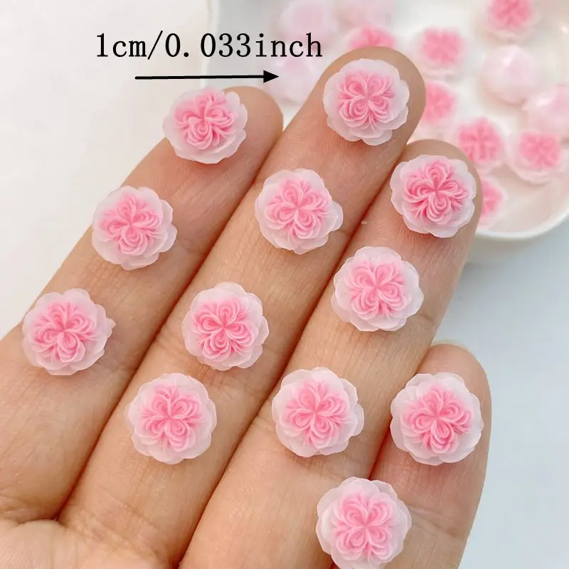 50Pcs Mixed Nail Art Resin Cartoon Pink Flowers Series Charms Rhinestones DIY Craft For Nail 3D Decorations Jewelry