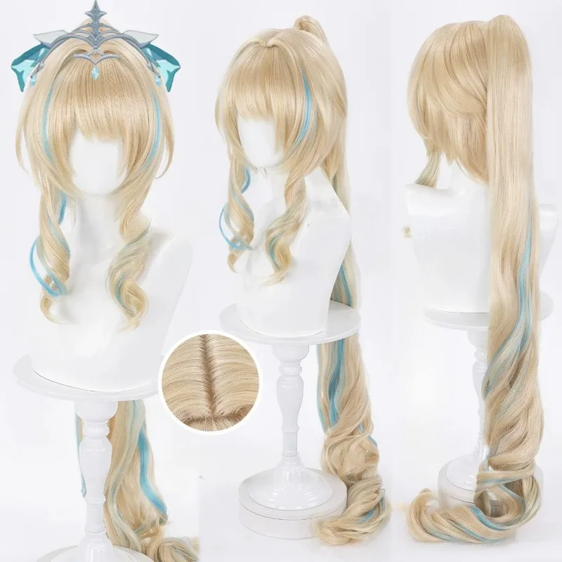 Game Genshin Impact Vesna Strivozha Cosplay Wig Long 120cm High Ponytail Hair Heat Resistant Fiber Wigs for Halloween Roleplay view 6