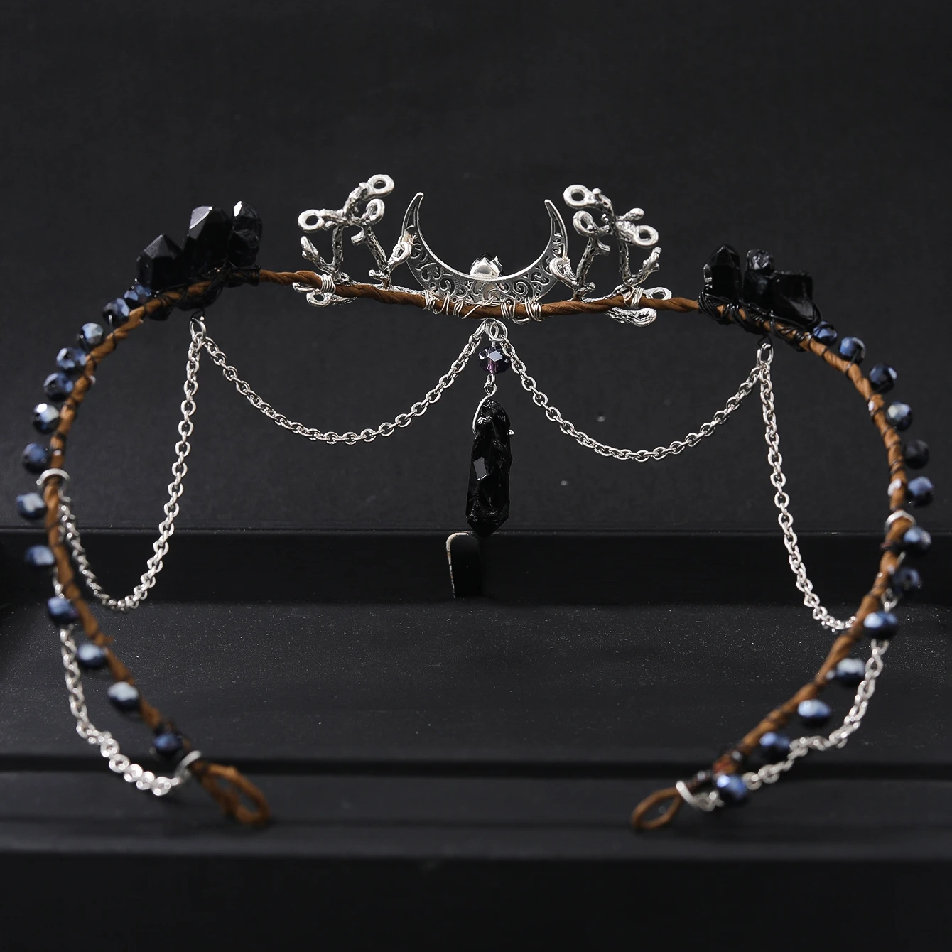 Baroque Black Crystal Crown Tiara Headband For Women Party Rhinestone Prom Diadem Hairband Crown image 4