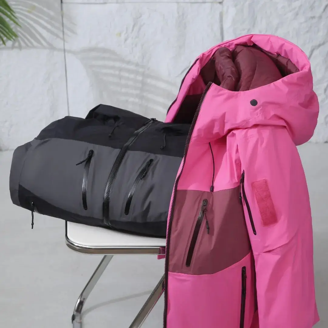 Jaqueta de Inverno Impermeável e Respirável para Homens e Mulheres, Anti-Frio, Quente, com Capuz e Zíper, Tecido de Nylon Ref...