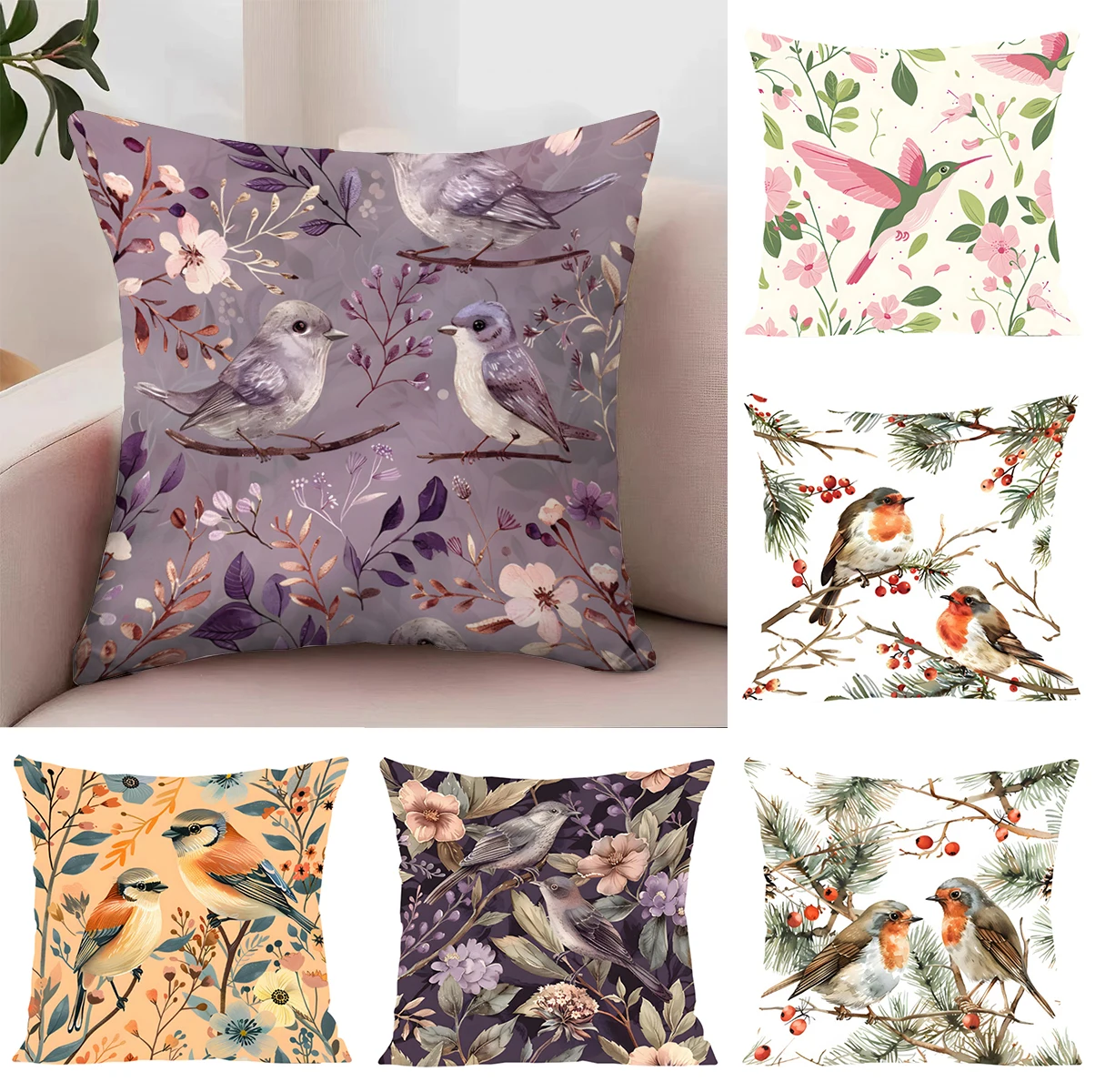 

Birds Standing on Tree Branches Cushion Covers for Decorative Cushions Decorative Pillow Cover 45x45 Home Decoration Pillowcase