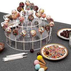 YOMDDID 4-Tier Acrylic Lollipop Stand 31 Hole Transparent Lollipop Display Detachable Party Cake Lollipop Stand Candy Holder