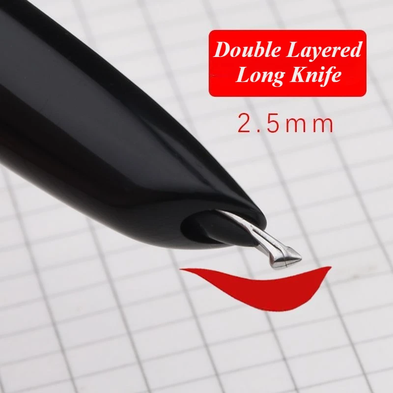 Pluma estilográfica de colección de lujo, cuchillo largo de empuje manual, punta de 1,0/2,5, suministros escolares, regalo de aniversario/estudiante de negocios, venta barata