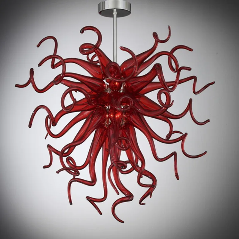 Hot Sale LED Red Glass Pendnat Lamp Small Cute Hand Blown Glass Chandelier Light Living Room Decor Light