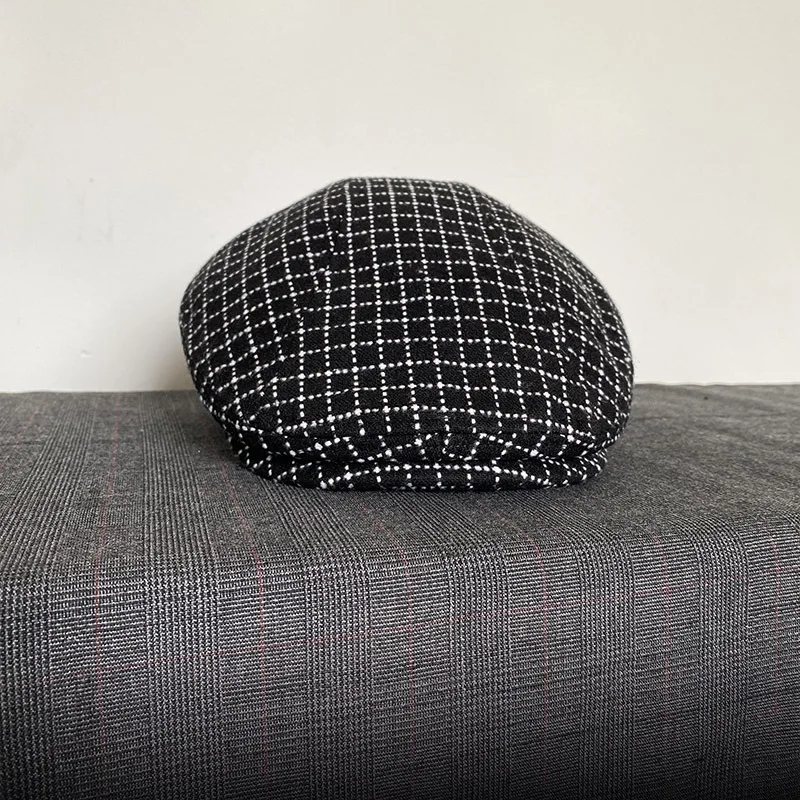 Men Berets 2021 Spring Autumn Men Newsboy Hat Women Retro England Hat Men Hats Black Plaid Peaked Painter Caps BJM95