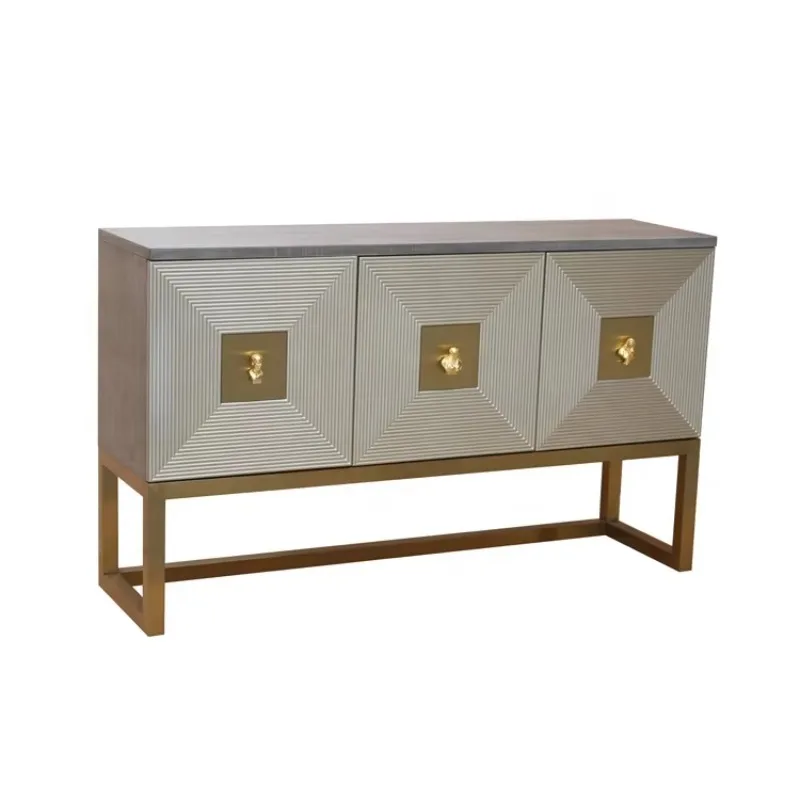 

Design three-door sideboard golden stainless steel sideboard modern living room cabinet
