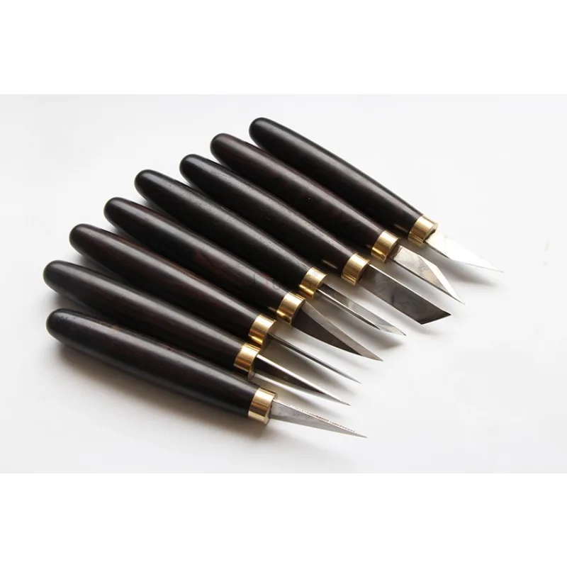 Whittling Wood Carving Knife Hand Tool Set Sharp Blade Tip Redwood Handle Wood Carving Wood Chisel Professional Woodworking Tool