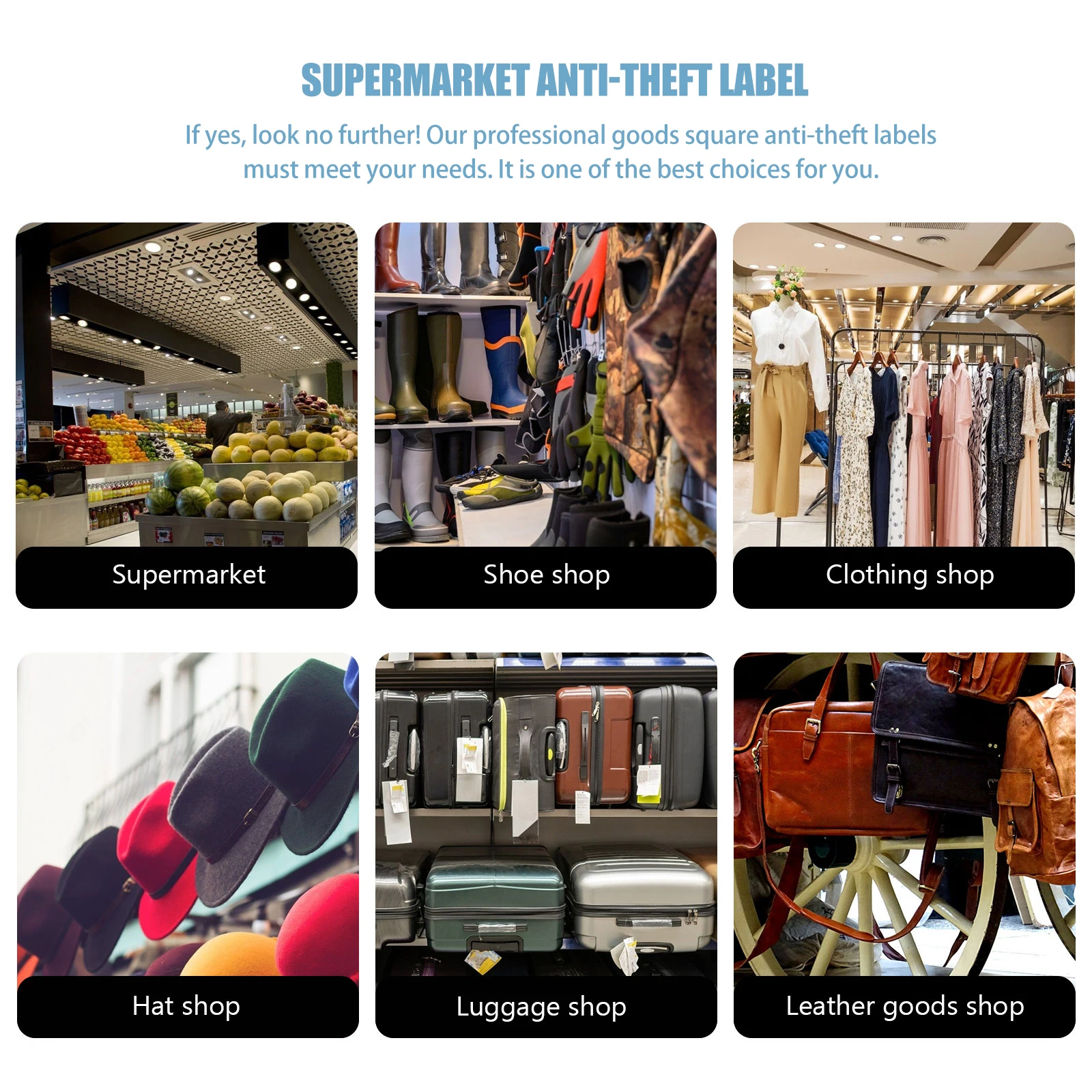 

100Pcs Square -Theft Frequency Labels Strong Durability Easy to Use Supermarket Retail Security Tags for Goods