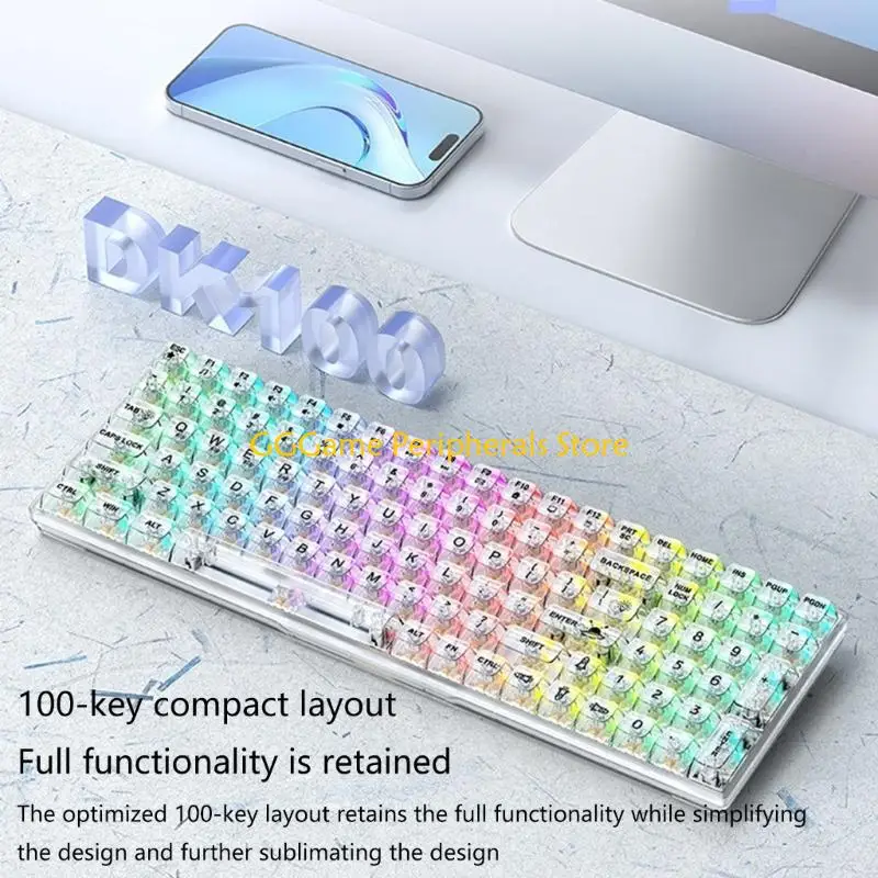 U55B Bàn Phím Cơ Không Dây Thoải Mái Có Thể Tùy Chỉnh 22 Hiệu Ứng Ánh Sáng Chơi Game PC Bàn Phím Clear Keycap Bàn Phím